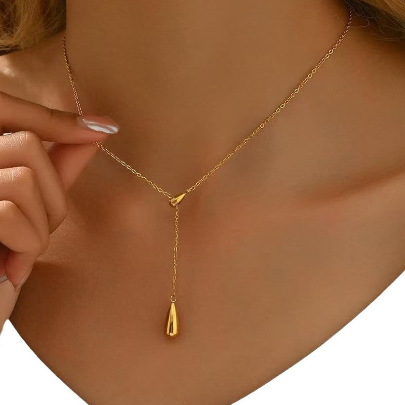Jewels Galaxy Gold Plated Stainless Steel Anti Tarnish Teardrop Pendant
