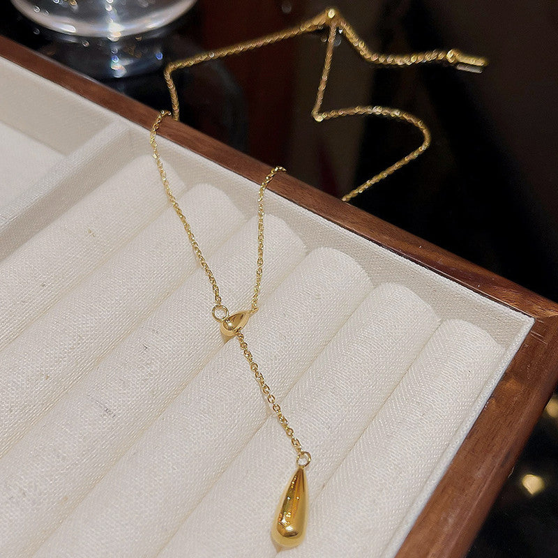Jewels Galaxy Gold Plated Stainless Steel Anti Tarnish Teardrop Pendant