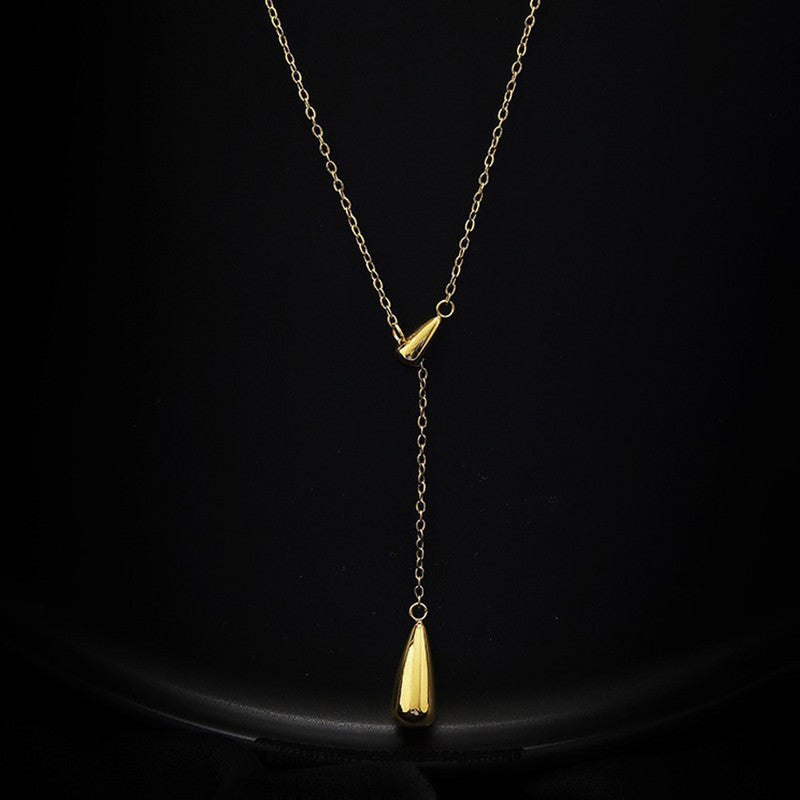 Jewels Galaxy Gold Plated Stainless Steel Anti Tarnish Teardrop Pendant