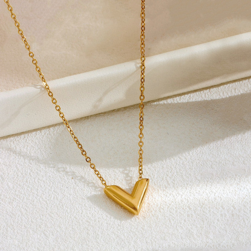 Jewels Galaxy Gold Plated Stainless Steel Anti Tarnish V-Shaped Pendant For Women