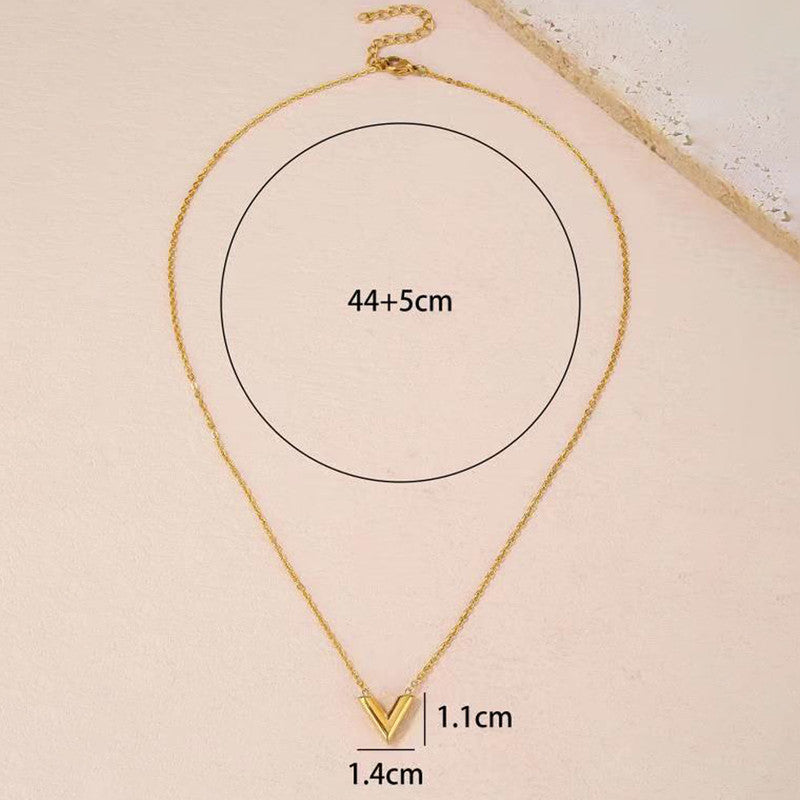 Jewels Galaxy Gold Plated Stainless Steel Anti Tarnish V-Shaped Pendant For Women