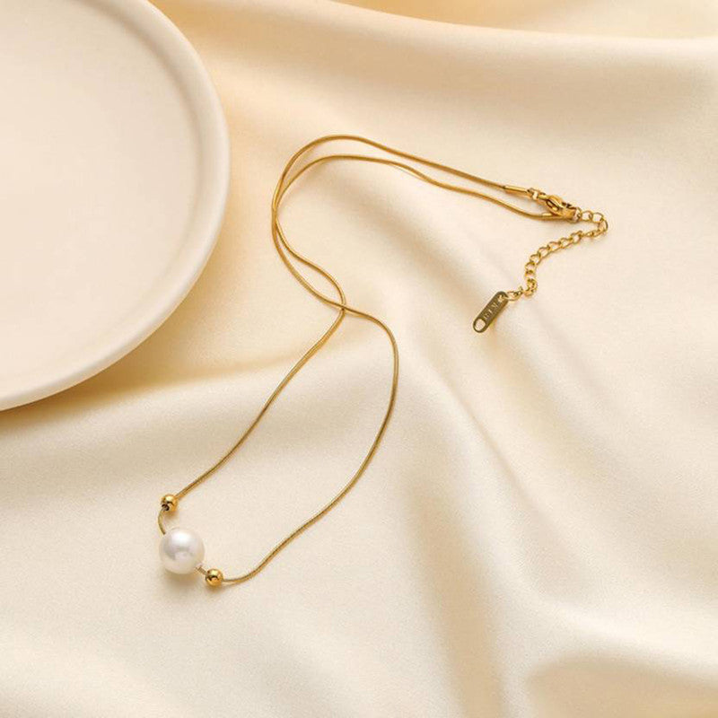 Jewels Galaxy Gold Plated Stainless Steel Anti Tarnish Pearl Pendant