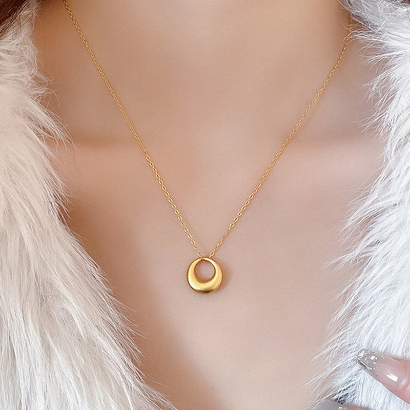 Jewels Galaxy Gold Plated Stainless Steel Anti Tarnish Geometric Circle Pendant