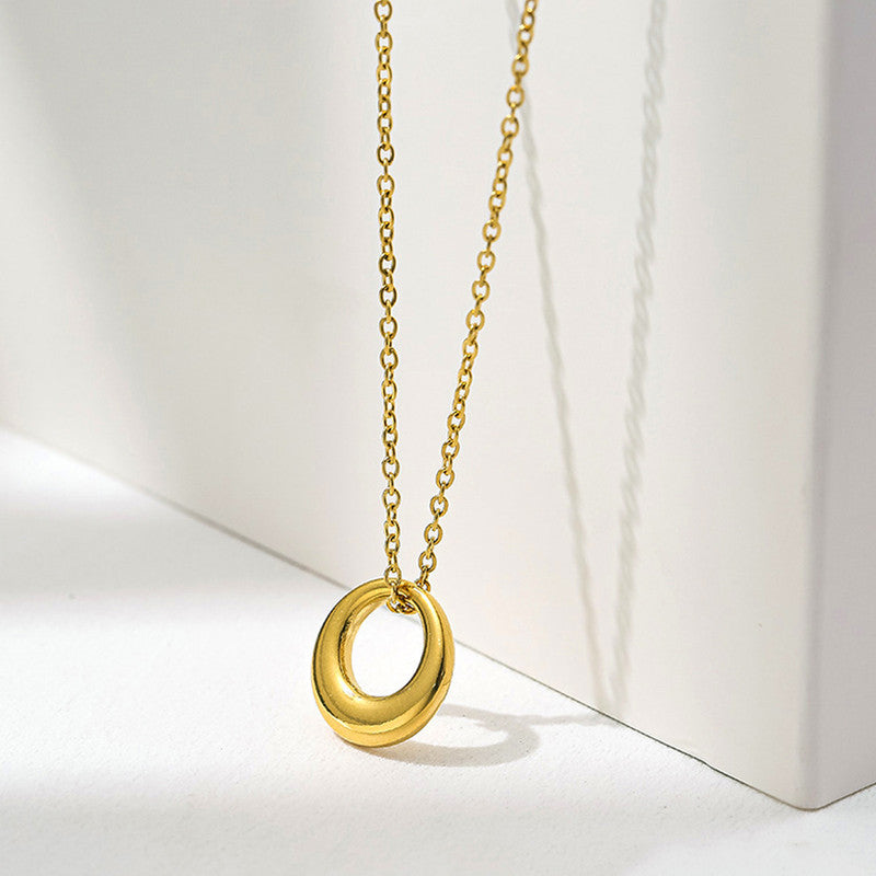 Jewels Galaxy Gold Plated Stainless Steel Anti Tarnish Geometric Circle Pendant