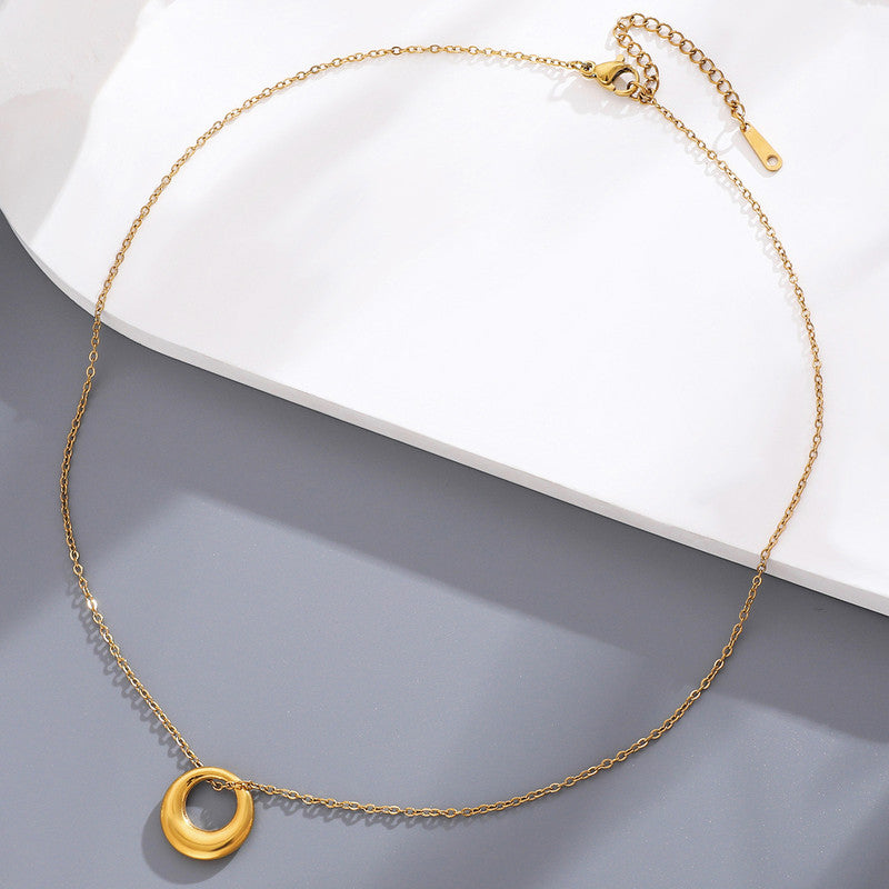 Jewels Galaxy Gold Plated Stainless Steel Anti Tarnish Geometric Circle Pendant