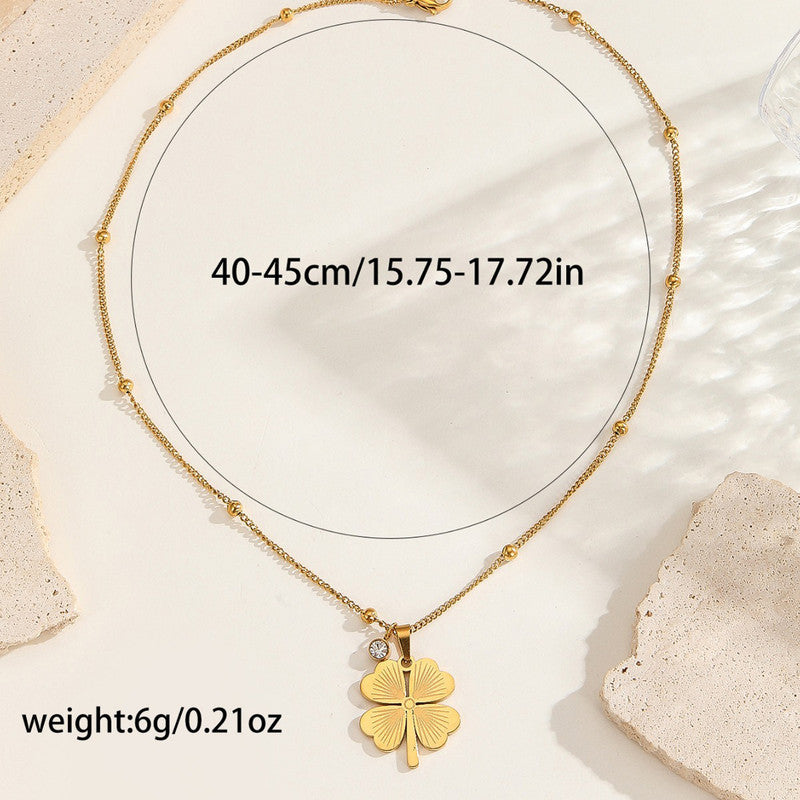 Jewels Galaxy Gold Plated Stainless Steel Anti Tarnish Clover Themed Pendant