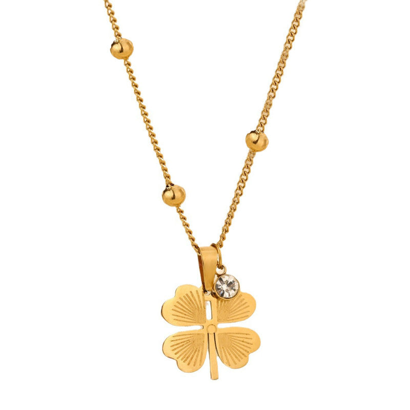 Jewels Galaxy Gold Plated Stainless Steel Anti Tarnish Clover Themed Pendant