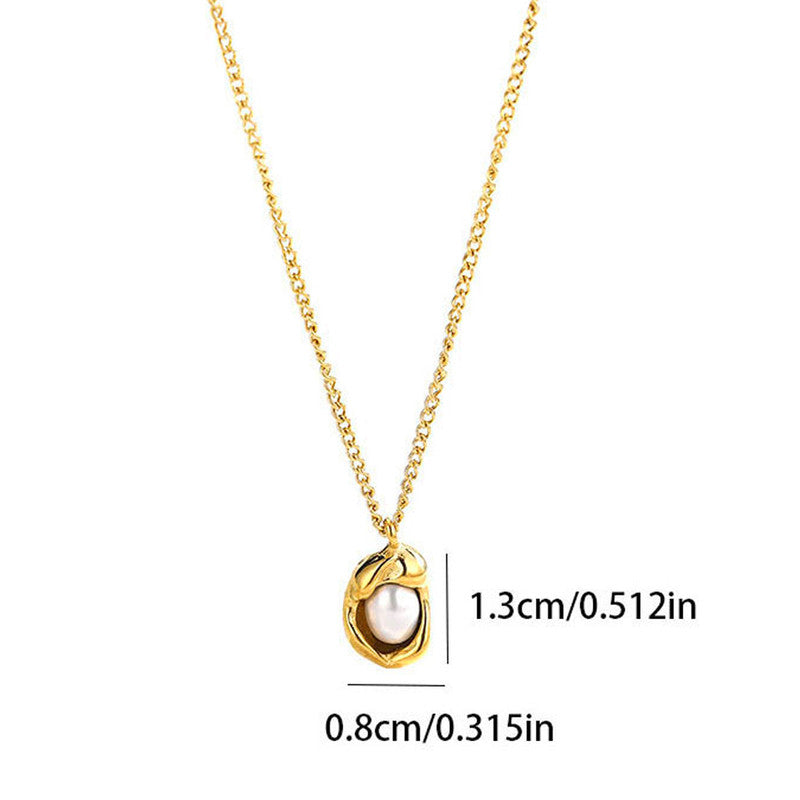 Jewels Galaxy Gold Plated Stainless Steel Anti Tarnish Pearl Studded Contemporary Pendant