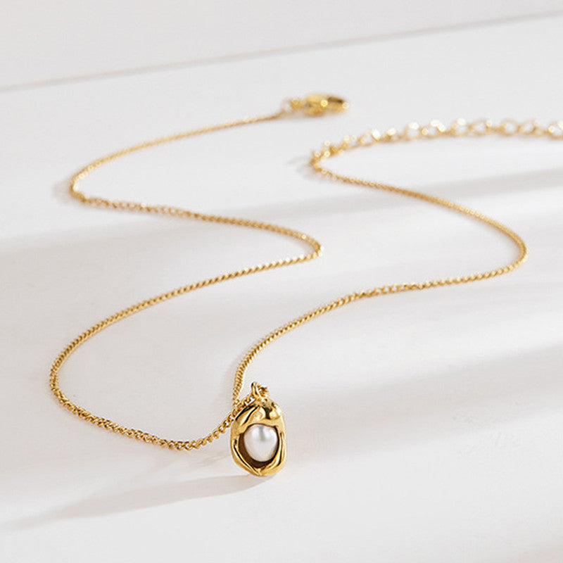 Jewels Galaxy Gold Plated Stainless Steel Anti Tarnish Pearl Studded Contemporary Pendant