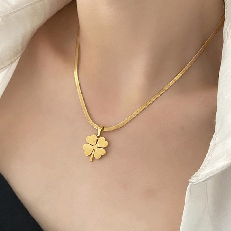 Jewels Galaxy Gold Plated Stainless Steel Anti Tarnish Clover Themed Pendant