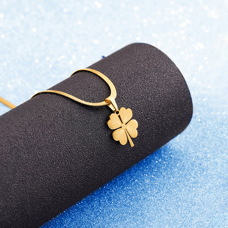 Jewels Galaxy Gold Plated Stainless Steel Anti Tarnish Clover Themed Pendant