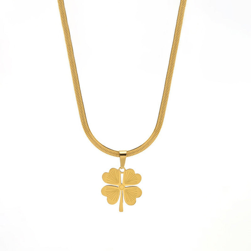 Jewels Galaxy Gold Plated Stainless Steel Anti Tarnish Clover Themed Pendant