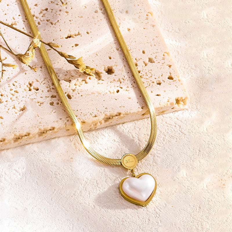 Jewels Galaxy Gold Plated Stainless Steel Anti Tarnish Heart Themed Snake Chain Pendant