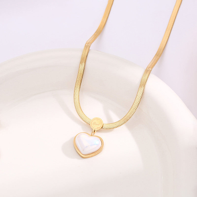 Jewels Galaxy Gold Plated Stainless Steel Anti Tarnish Heart Themed Snake Chain Pendant