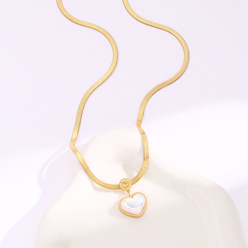 Jewels Galaxy Gold Plated Stainless Steel Anti Tarnish Heart Themed Snake Chain Pendant