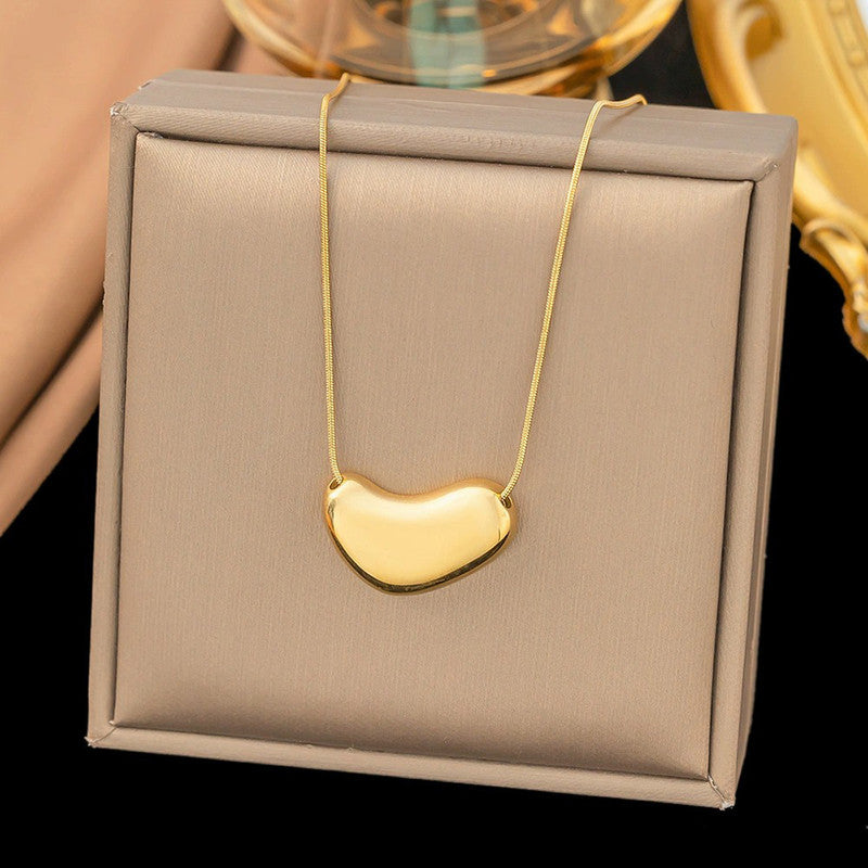 Jewels Galaxy Gold Plated Stainless Steel Anti Tarnish Golden Bean Pendant