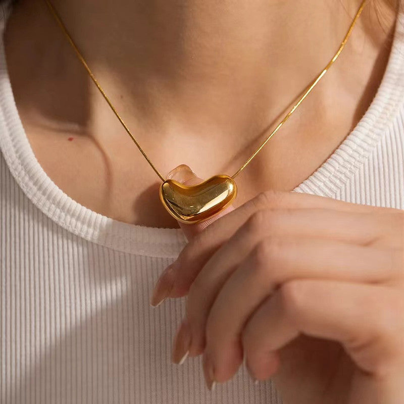 Jewels Galaxy Gold Plated Stainless Steel Anti Tarnish Golden Bean Pendant