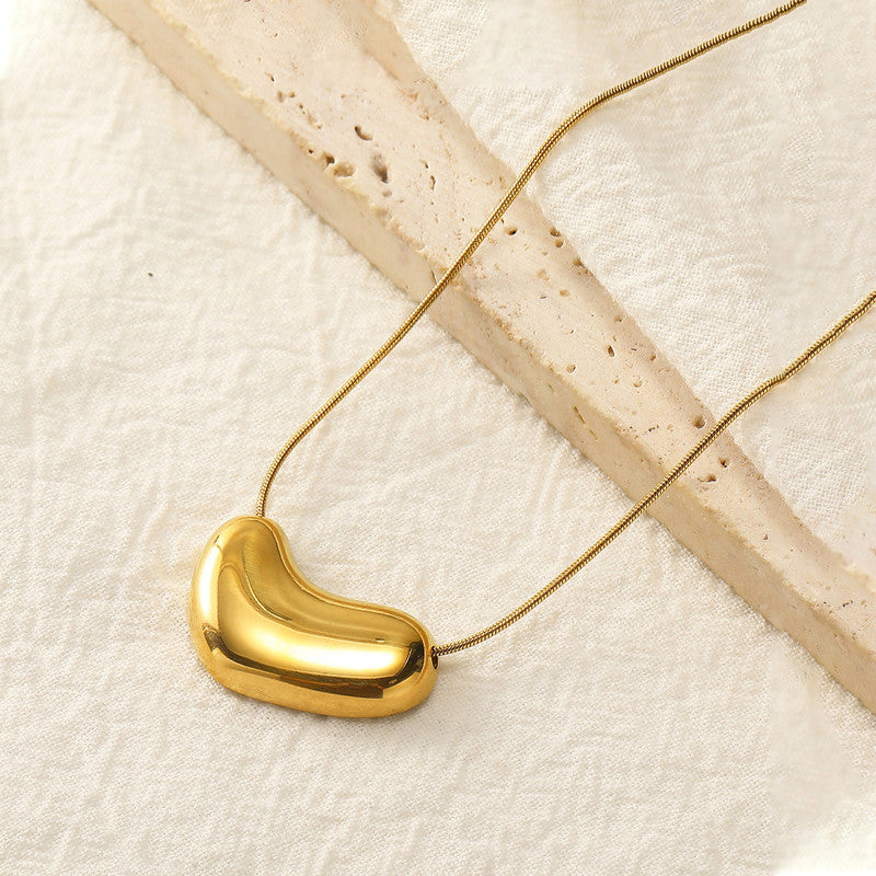 Jewels Galaxy Gold Plated Stainless Steel Anti Tarnish Golden Bean Pendant