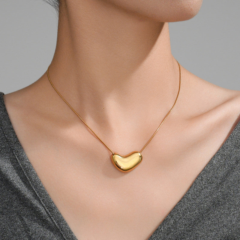 Jewels Galaxy Gold Plated Stainless Steel Anti Tarnish Golden Bean Pendant