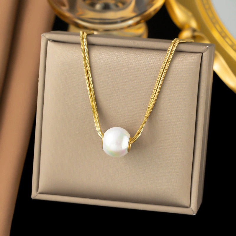 Jewels Galaxy Gold Plated Stainless Steel Anti Tarnish Pearl Studded Pendant