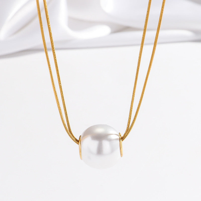 Jewels Galaxy Gold Plated Stainless Steel Anti Tarnish Pearl Studded Pendant