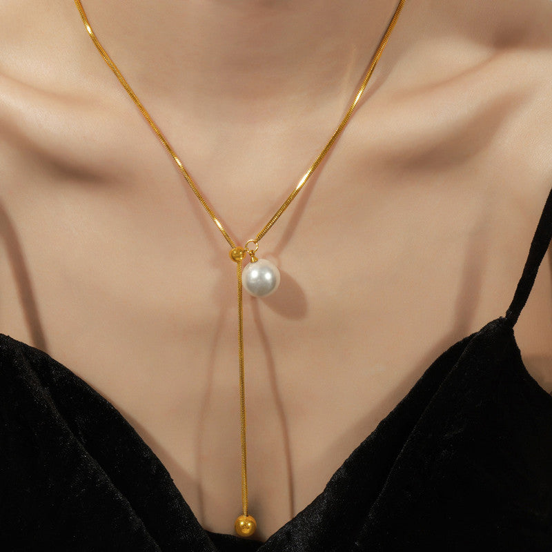 Jewels Galaxy Gold Plated Stainless Steel Anti Tarnish Pearl Studded Pendant