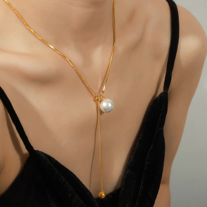 Jewels Galaxy Gold Plated Stainless Steel Anti Tarnish Pearl Studded Pendant
