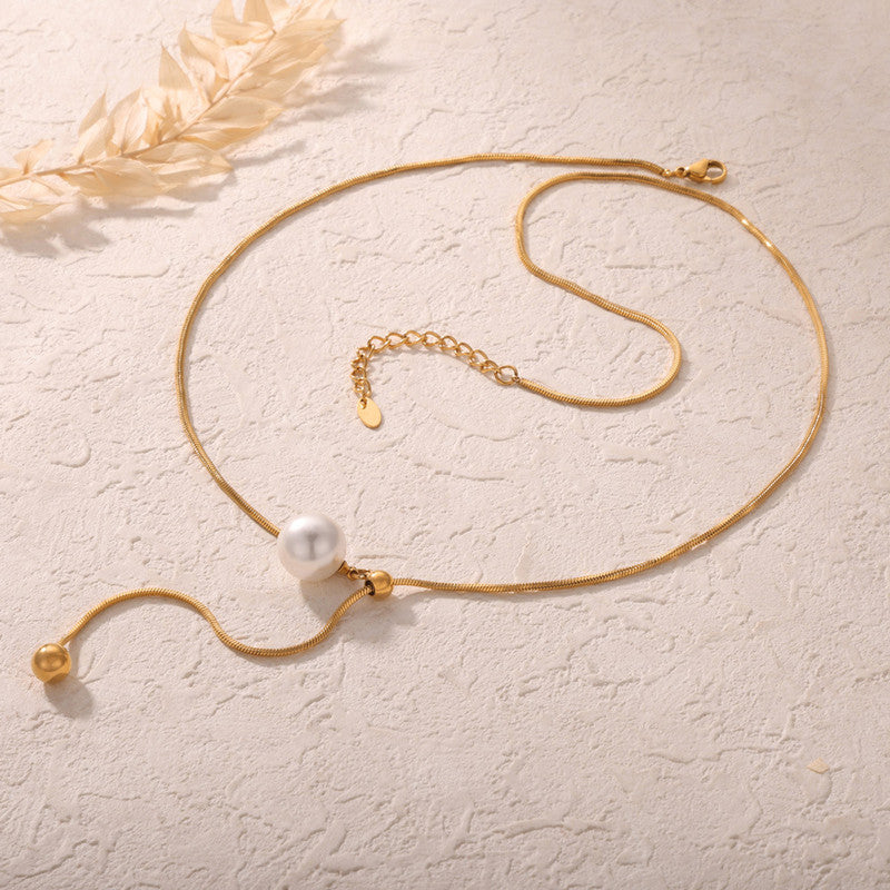 Jewels Galaxy Gold Plated Stainless Steel Anti Tarnish Pearl Studded Pendant