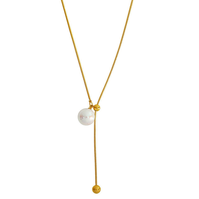 Jewels Galaxy Gold Plated Stainless Steel Anti Tarnish Pearl Studded Pendant