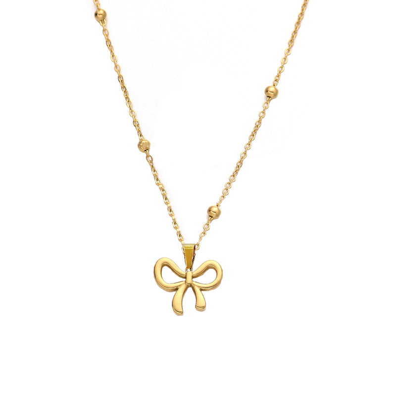 Jewels Galaxy Gold-Plated Anti Tarnish Stainless Steel Infinity Bow Pendant
