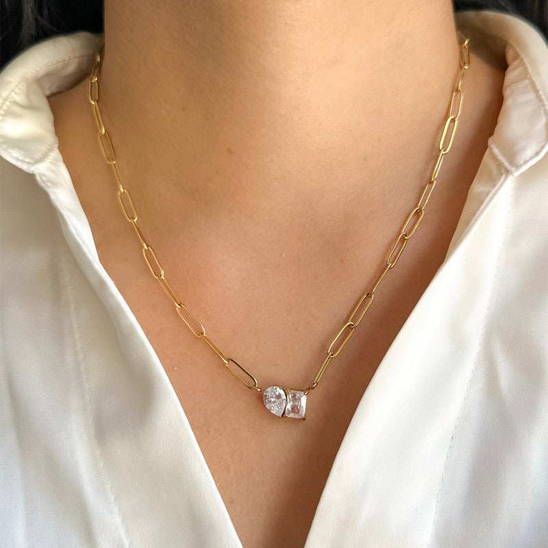 Jewels Galaxy Gold Plated Anti Tarnish Stainless Steel AD studded Contemporary Necklace