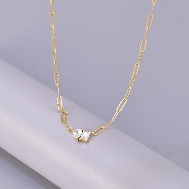 Jewels Galaxy Gold Plated Anti Tarnish Stainless Steel AD studded Contemporary Necklace