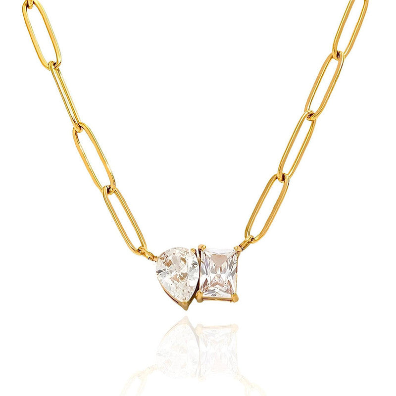 Jewels Galaxy Gold Plated Anti Tarnish Stainless Steel AD studded Contemporary Necklace