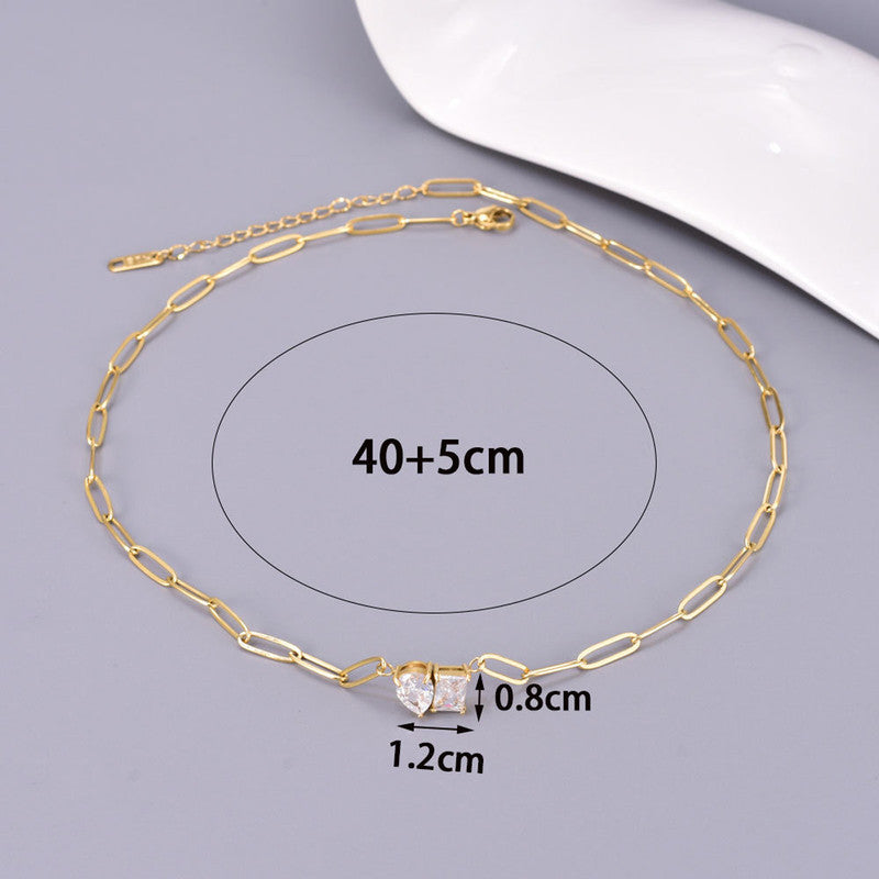 Jewels Galaxy Gold Plated Anti Tarnish Stainless Steel AD studded Contemporary Necklace