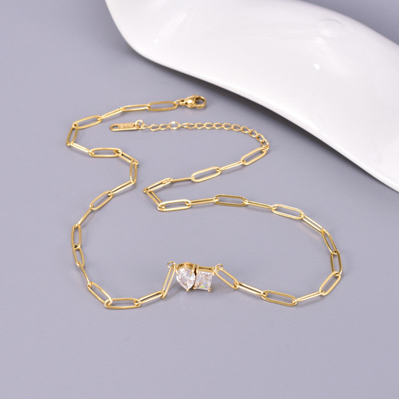 Jewels Galaxy Gold Plated Anti Tarnish Stainless Steel AD studded Contemporary Necklace