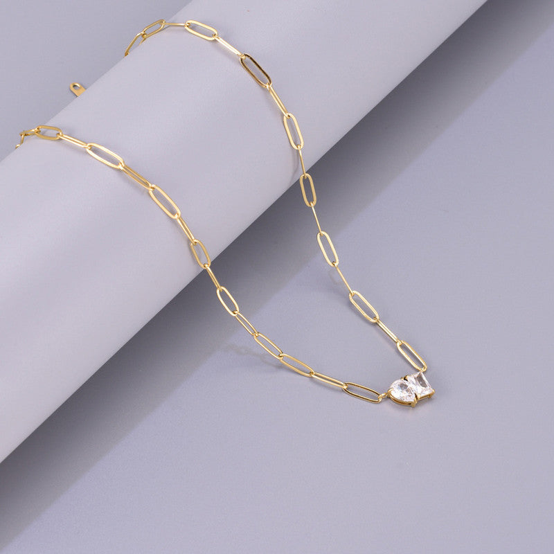 Jewels Galaxy Gold Plated Anti Tarnish Stainless Steel AD studded Contemporary Necklace