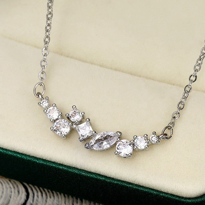 Jewels Galaxy Silver Plated American Diamond Studded Contemporary Pendant