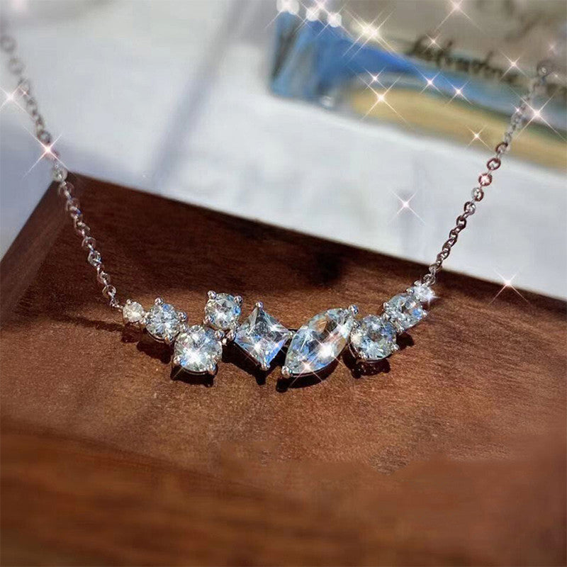Jewels Galaxy Silver Plated American Diamond Studded Contemporary Pendant
