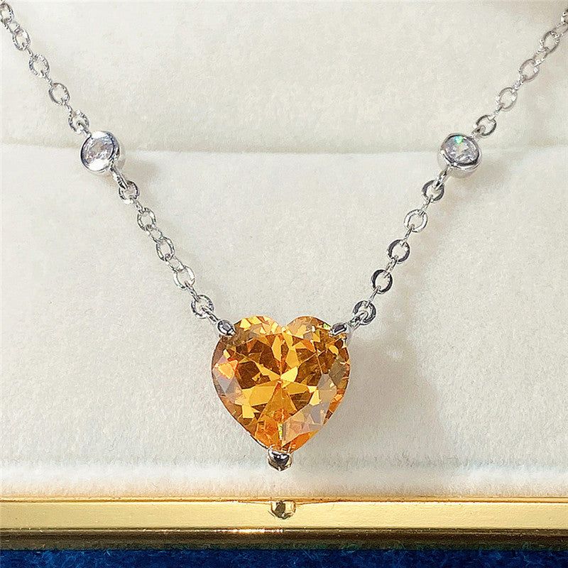 Jewels Galaxy Silver Plated American Diamond Studded Heart Shape Pendant
