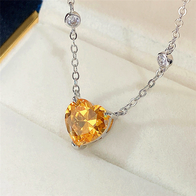 Jewels Galaxy Silver Plated American Diamond Studded Heart Shape Pendant