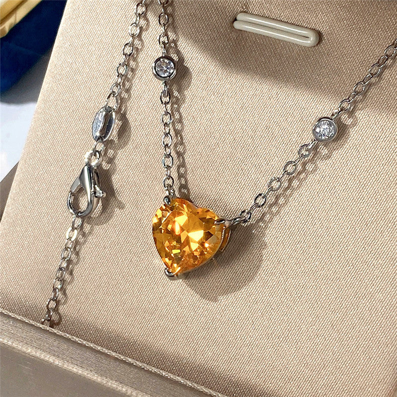 Jewels Galaxy Silver Plated American Diamond Studded Heart Shape Pendant
