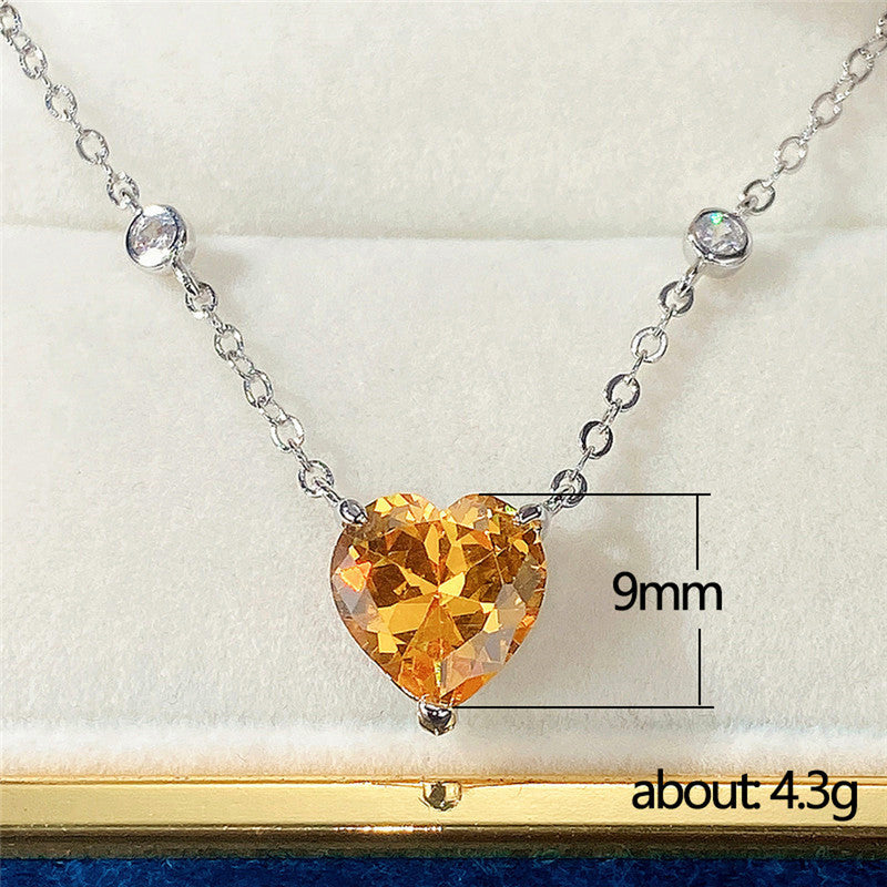 Jewels Galaxy Silver Plated American Diamond Studded Heart Shape Pendant