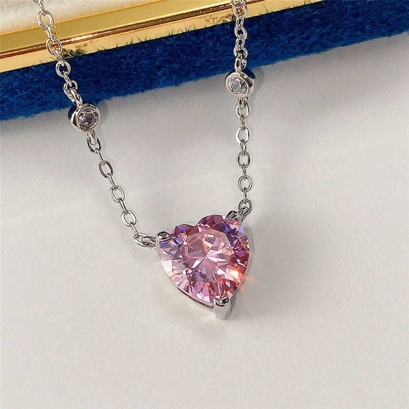 Jewels Galaxy Silver Plated American Diamond Studded Heart Shape Pendant
