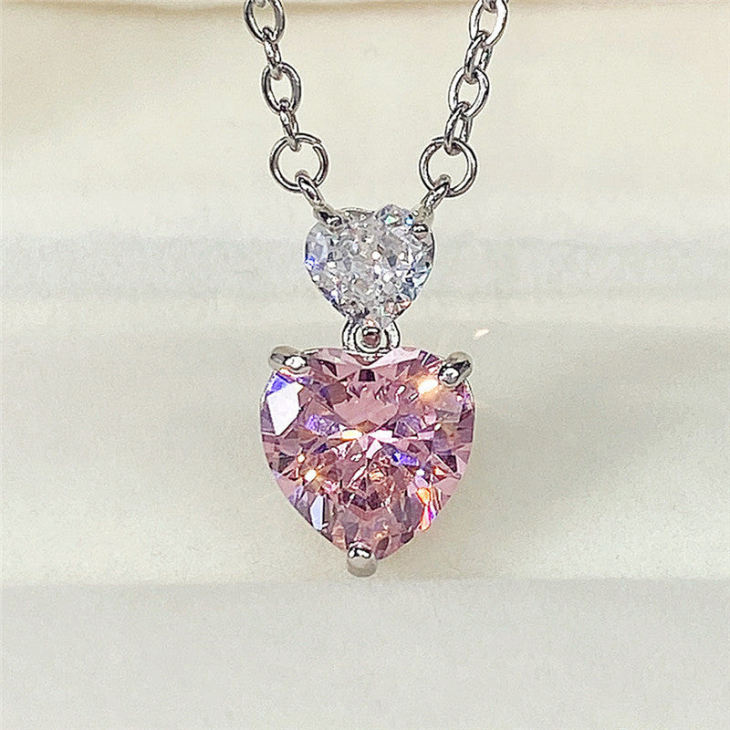 Jewels Galaxy Silver Plated American Diamond Studded Heart Shape Pendant