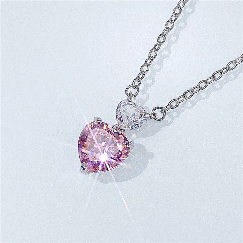 Jewels Galaxy Silver Plated American Diamond Studded Heart Shape Pendant