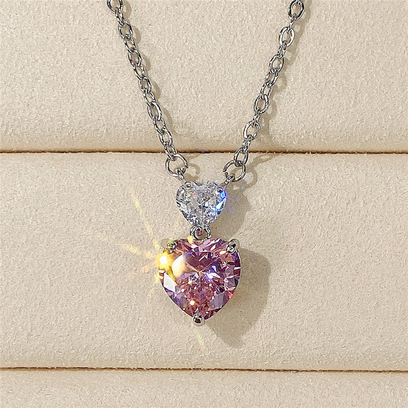 Jewels Galaxy Silver Plated American Diamond Studded Heart Shape Pendant