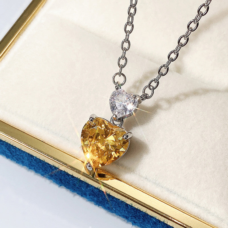 Jewels Galaxy Silver Plated American Diamond Studded Heart Shape Pendant