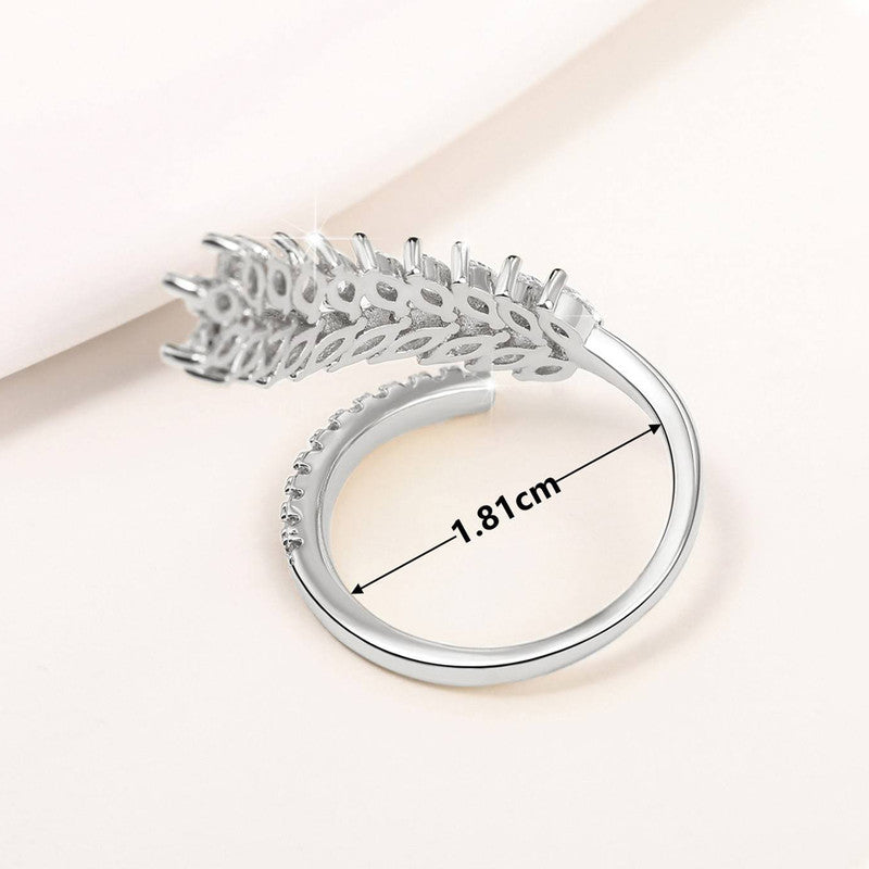 Jewels Galaxy CZ Stone-Studded Leaf inspired Adjustable Finger Ring