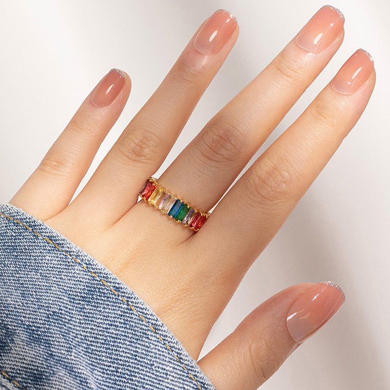 Jewels Galaxy Gold Plated Stainless Steel Anti Tarnish Adjustable Finger Ring For Women