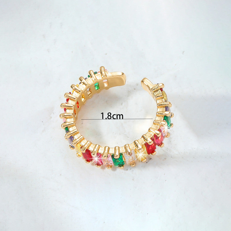 Jewels Galaxy Gold Plated Stainless Steel Anti Tarnish Adjustable Finger Ring For Women